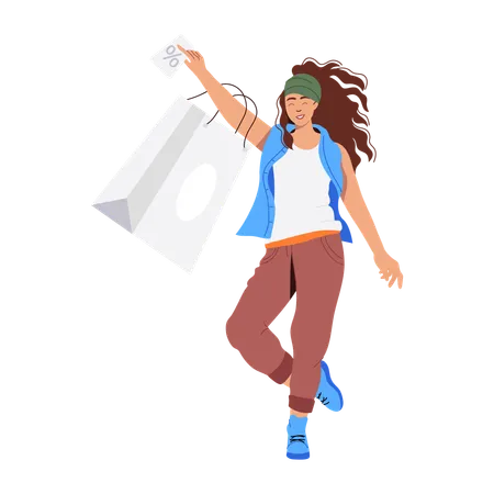 Girl getting shopping discount  Illustration