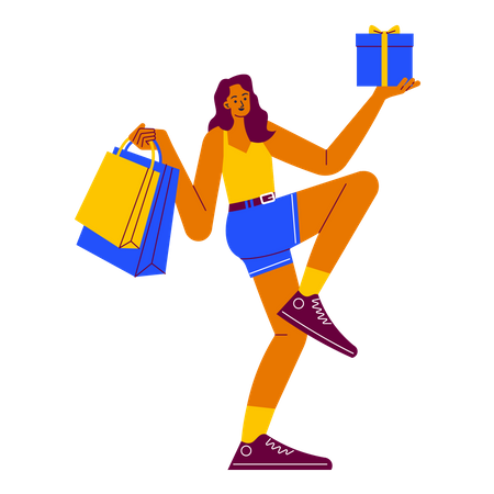 Girl Getting shopping gift  Illustration