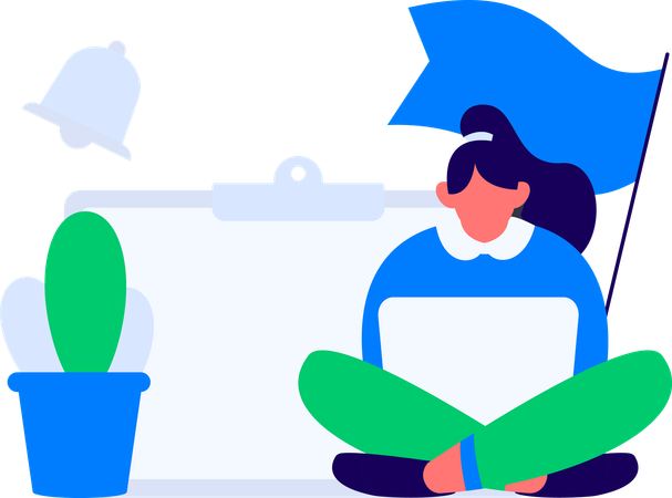 Girl getting social media like notification  Illustration