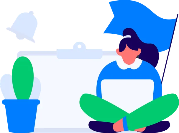 Girl getting social media like notification  Illustration