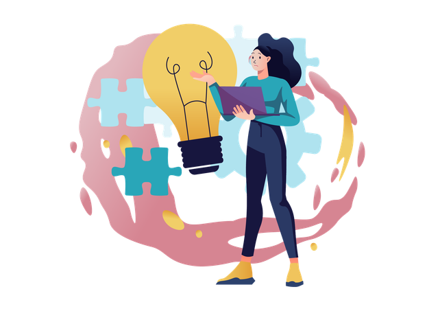 Girl getting solving idea  Illustration