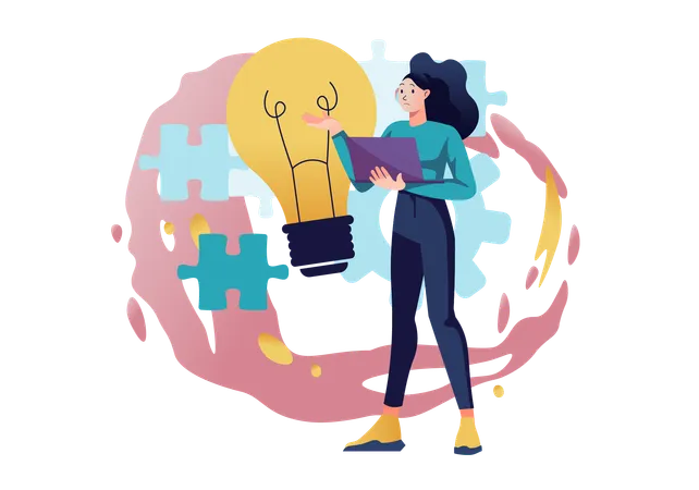 Girl getting solving idea  Illustration