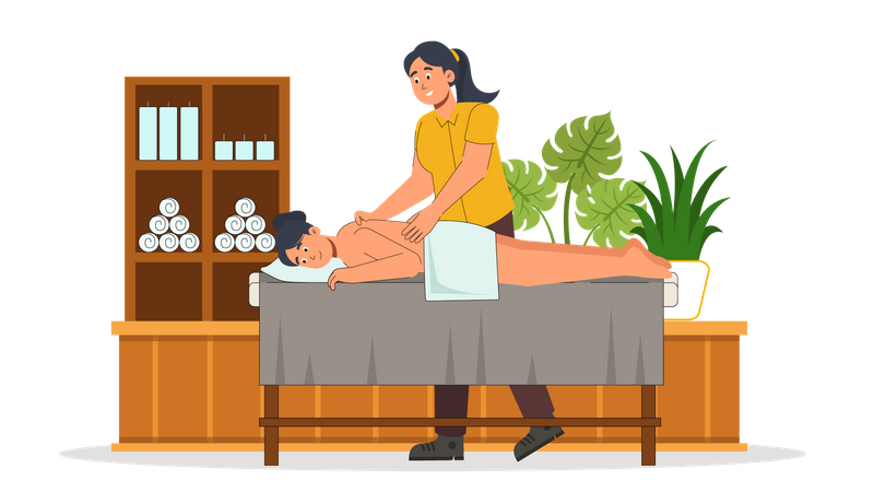 Girl getting spa massage Illustration