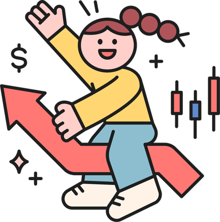 Girl getting stock market growth  Illustration