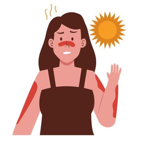 Girl Getting Sunburn  Illustration