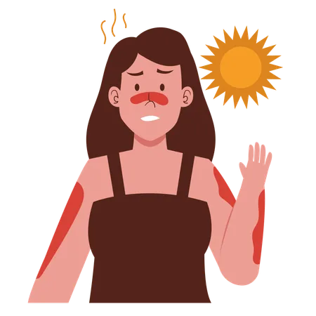 Girl Getting Sunburn  Illustration