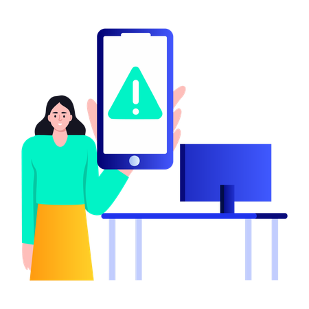 Girl getting threat alert  Illustration