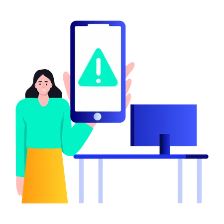 Girl getting threat alert  Illustration