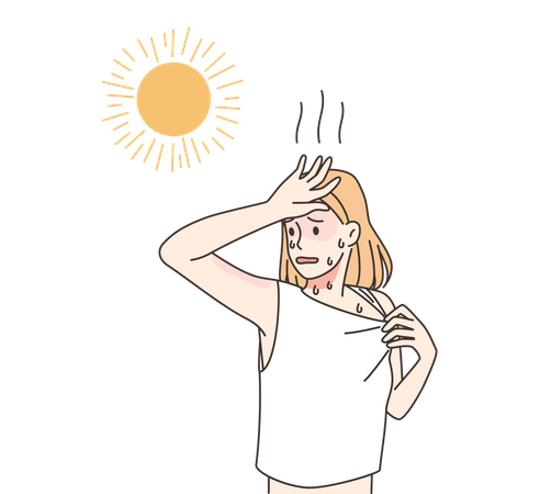 Girl getting tired of heat  Illustration