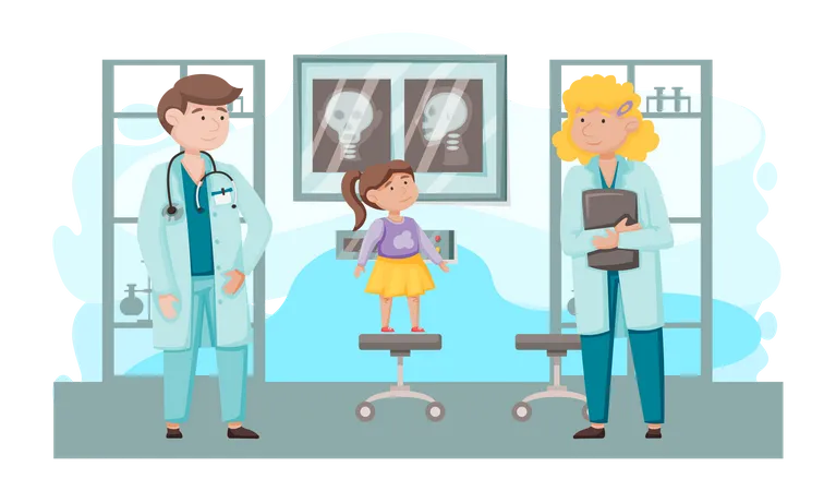 Girl getting treatment from doctors  Illustration