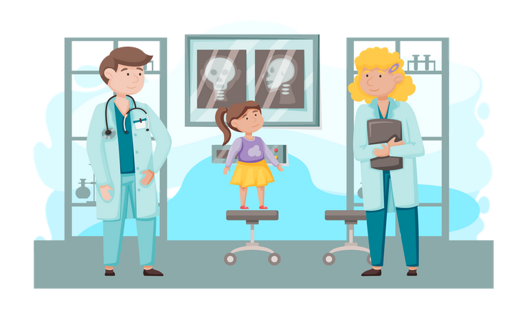 Girl getting treatment from doctors  Illustration