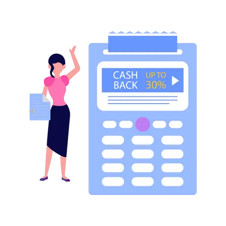 Girl getting up to 30% cashback  イラスト
