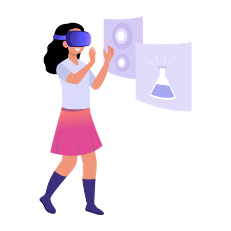 Girl getting vr education  Illustration