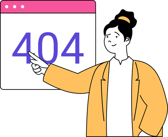 Girl getting website 404 error  Illustration