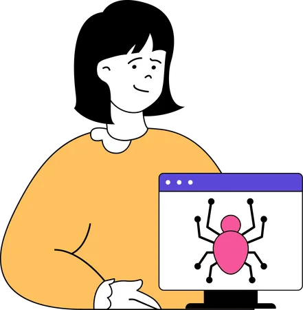 Girl getting website bug  Illustration