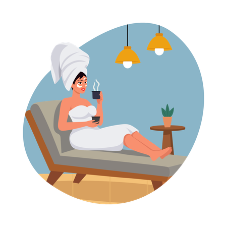 Girl gettingFacial Cleansing with Towel Wrap  Illustration
