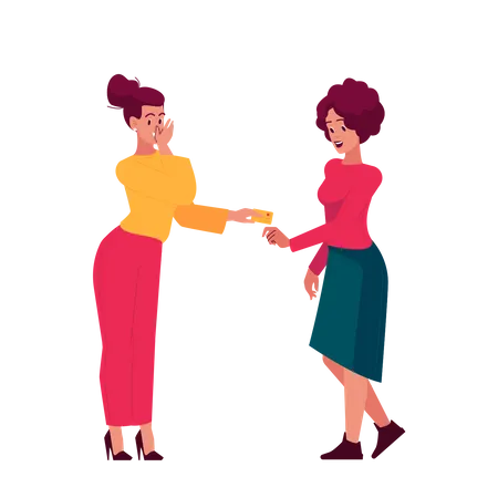 Girl Friend Gives Credit Card To Girlfriend Women Characters In Friendly Relations Friendship Support Help Mutual Assistance Relationship Concept Cartoon People Vector Illustration Illustration