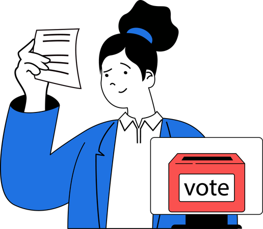 Girl gives her vote to political party  Illustration
