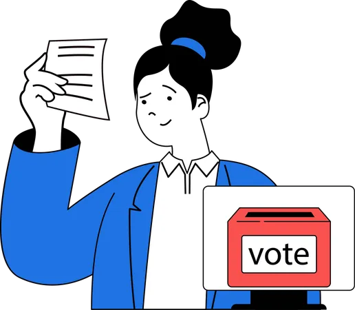 Girl gives her vote to political party  Illustration