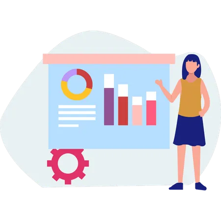 Girl giving analytical presentation  Illustration