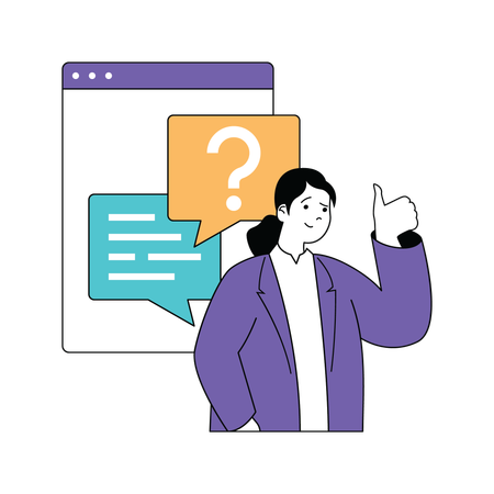 Girl giving answer of question  Illustration
