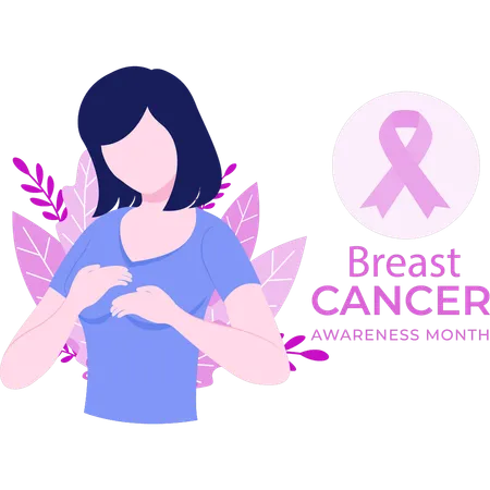 Girl giving awareness about cancer  Illustration