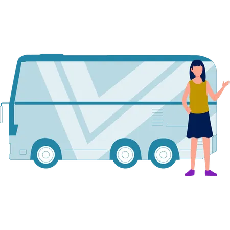 Girl giving brief explanation about digital bus  Illustration