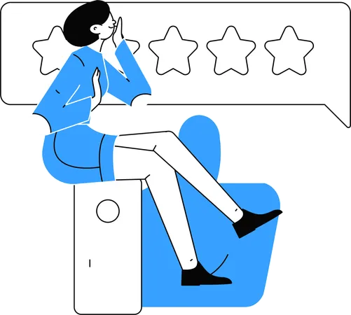 Girl giving Business Rating  Illustration