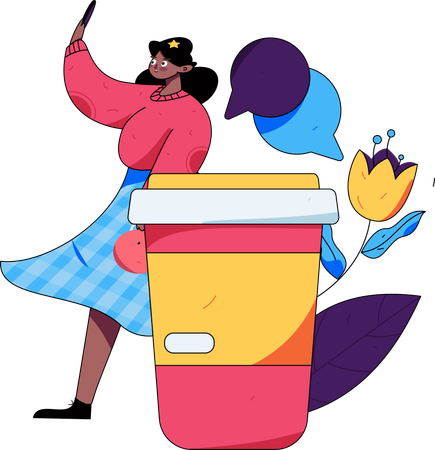 Girl giving coffee review  Illustration