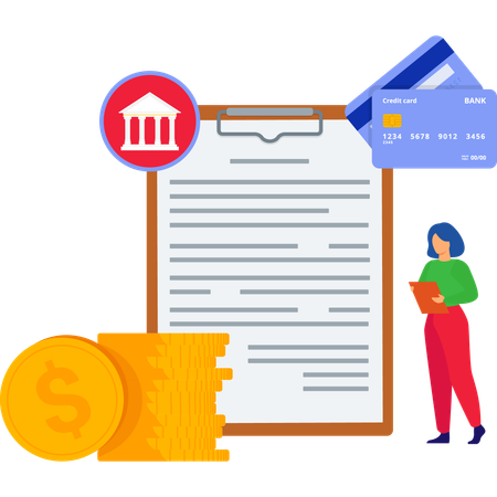 Girl giving Credit card application  Illustration