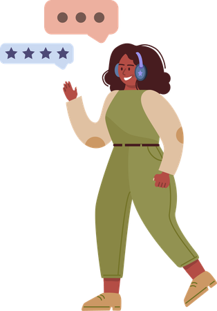 Girl giving customer rating  Illustration