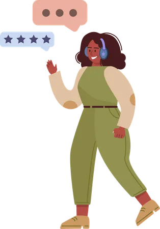 Girl giving customer rating  Illustration