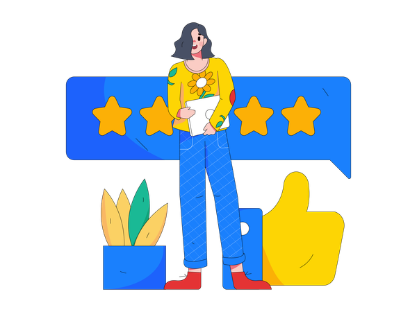 Girl giving customer ratings  Illustration