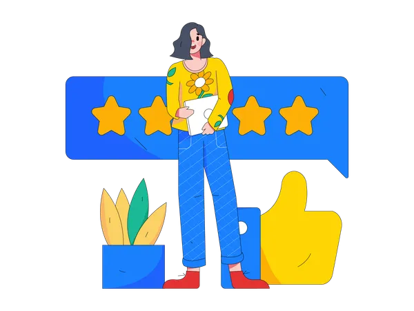 Girl giving customer ratings  Illustration