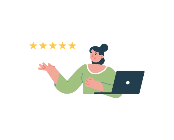 Girl giving Customer Review  Illustration