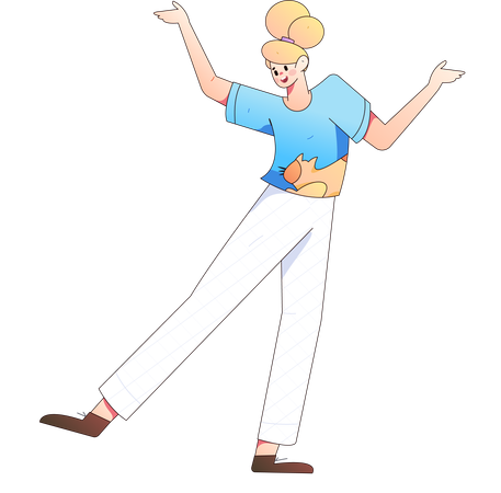 Girl giving dancing pose  Illustration