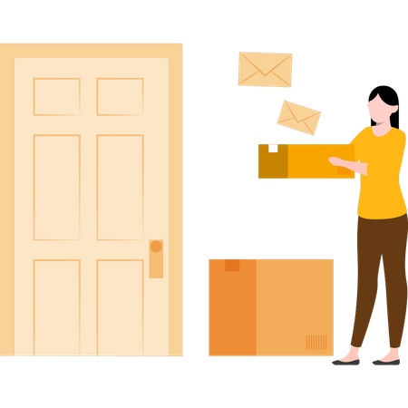 Girl giving door delivery  Illustration