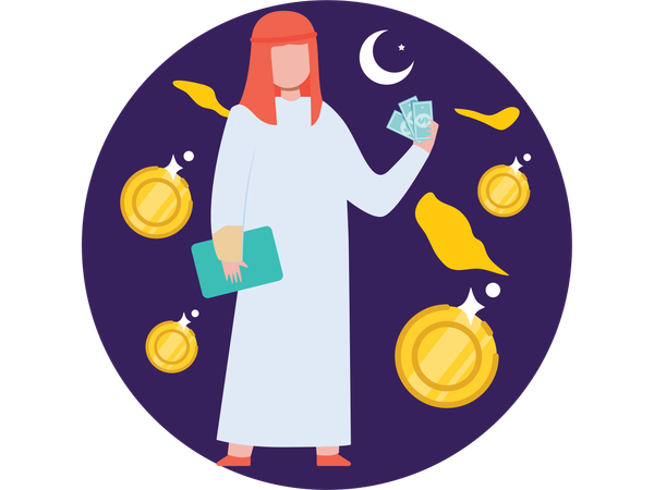 Girl giving Eid Money  Illustration