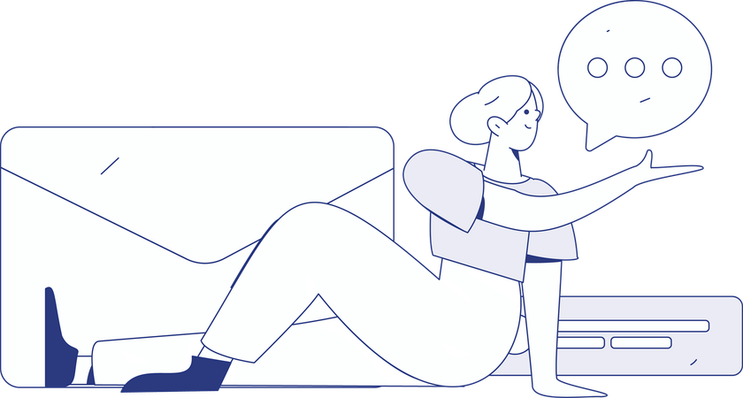 Girl giving email correspondence  Illustration
