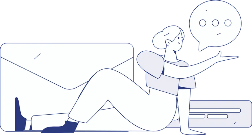 Girl giving email correspondence  Illustration