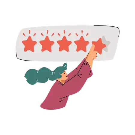 Girl giving five stars  Illustration