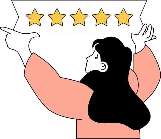 Girl giving five stars  Illustration