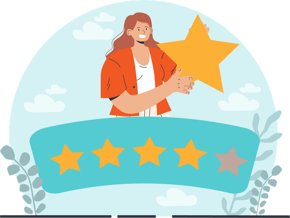 Girl giving five stars  Illustration