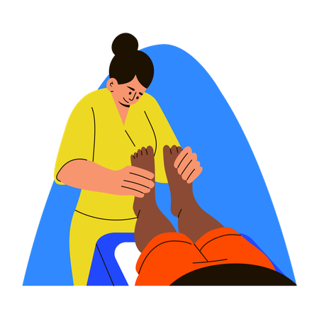 Girl giving Foot massage to customer  Illustration