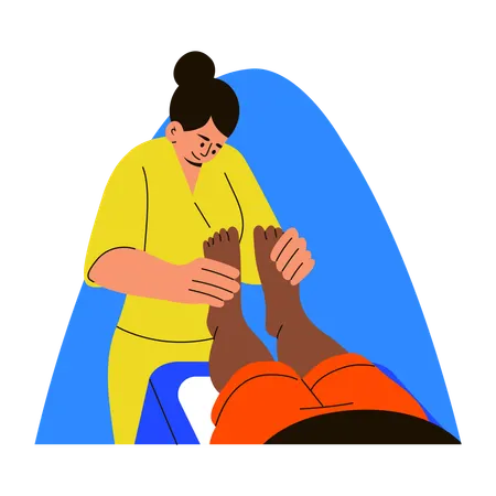 Girl giving Foot massage to customer  Illustration