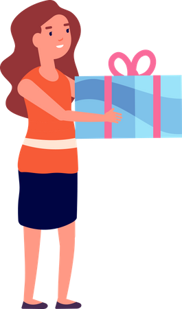 Girl giving gift box Illustration
