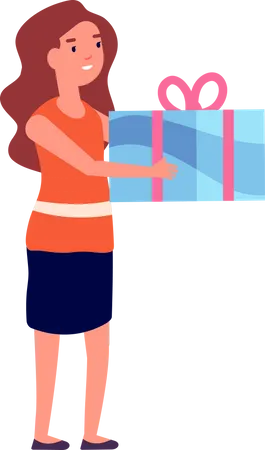 Girl giving gift box Illustration