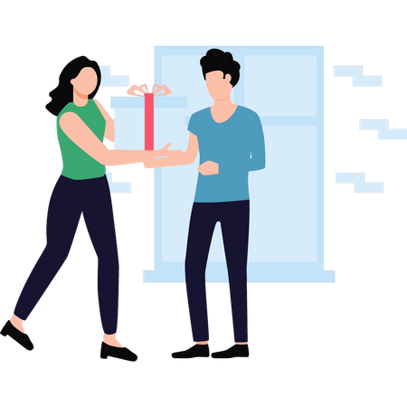 Girl giving gift  Illustration