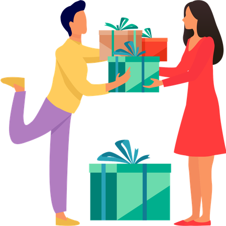 Girl giving gifts  Illustration