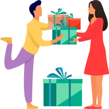 Girl giving gifts  Illustration